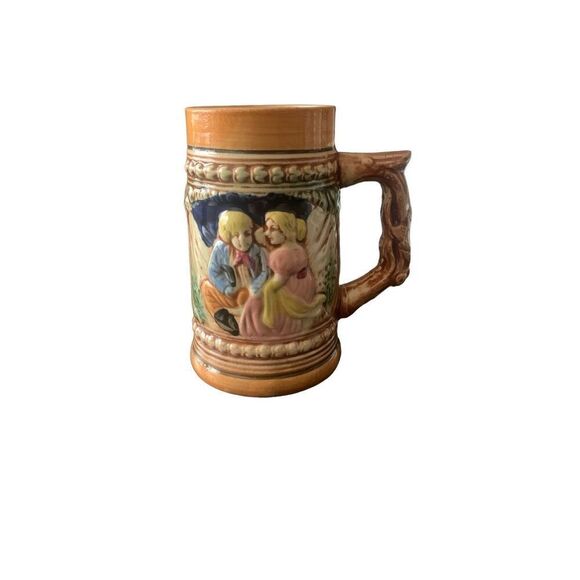 Vintage German Style Beer Mug Stein Happy Couple Made in Japan Unique Style Rare - Picture 4 of 9